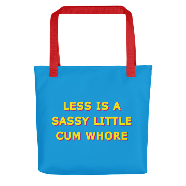 Picture of Less Is A Sassy Little Cum Whore Blue & Yellow Tote Bags