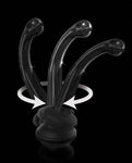 Icicles No. 87 Hand Blown Glass G-spot Massager W-suction Cup -  Black
