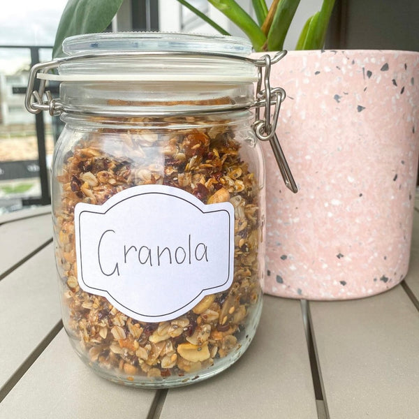 healthy granola in air tight jar