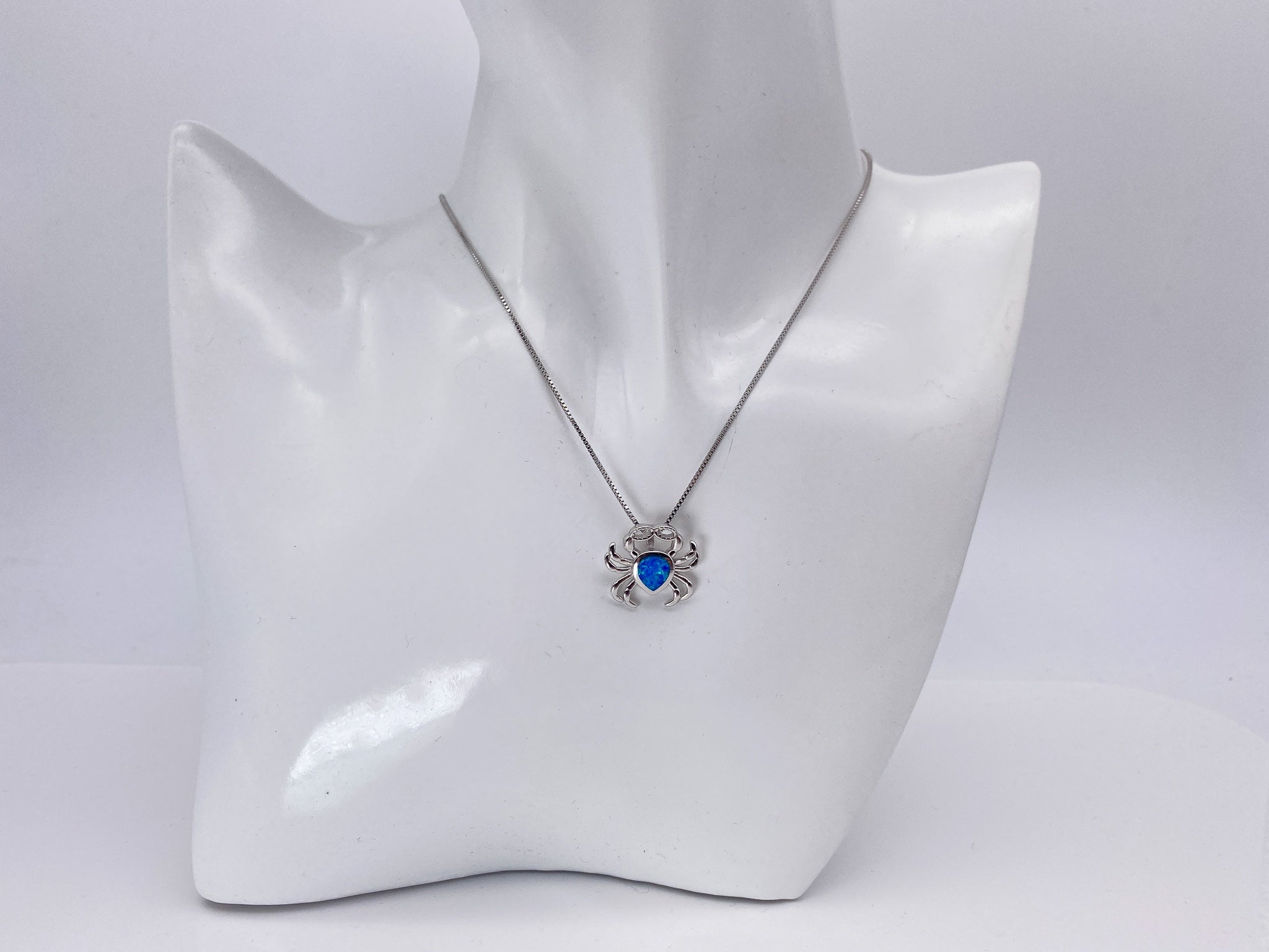 Krebs Halskette Anhänger Silber Opal