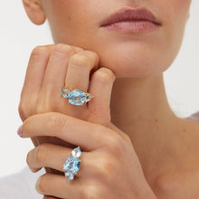 Load image into Gallery viewer, Aqua Gold Sky Blue Topaz Cushion Ring