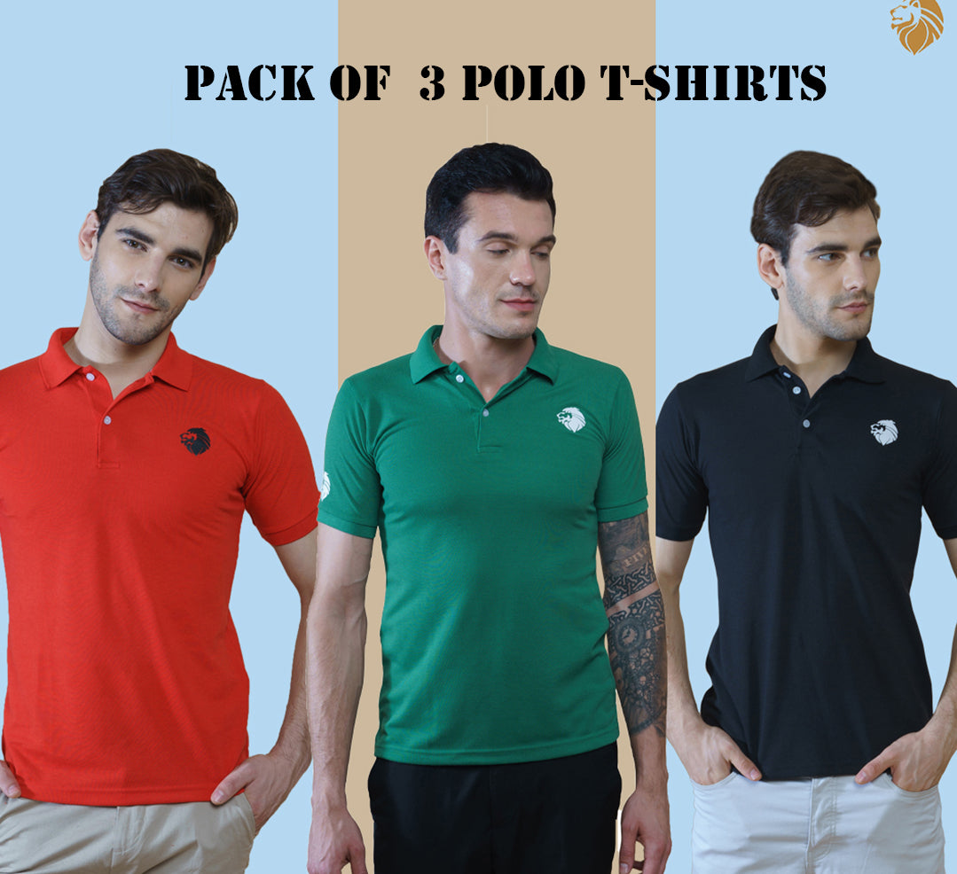 3 pack black polo shirts