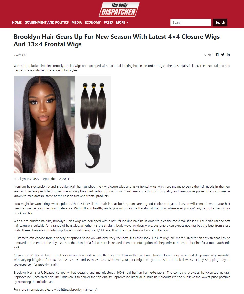 Brooklyn Hair Gears Up For New Season With Latest 4×4 Closure Wigs And 13×4 Frontal Wigs
