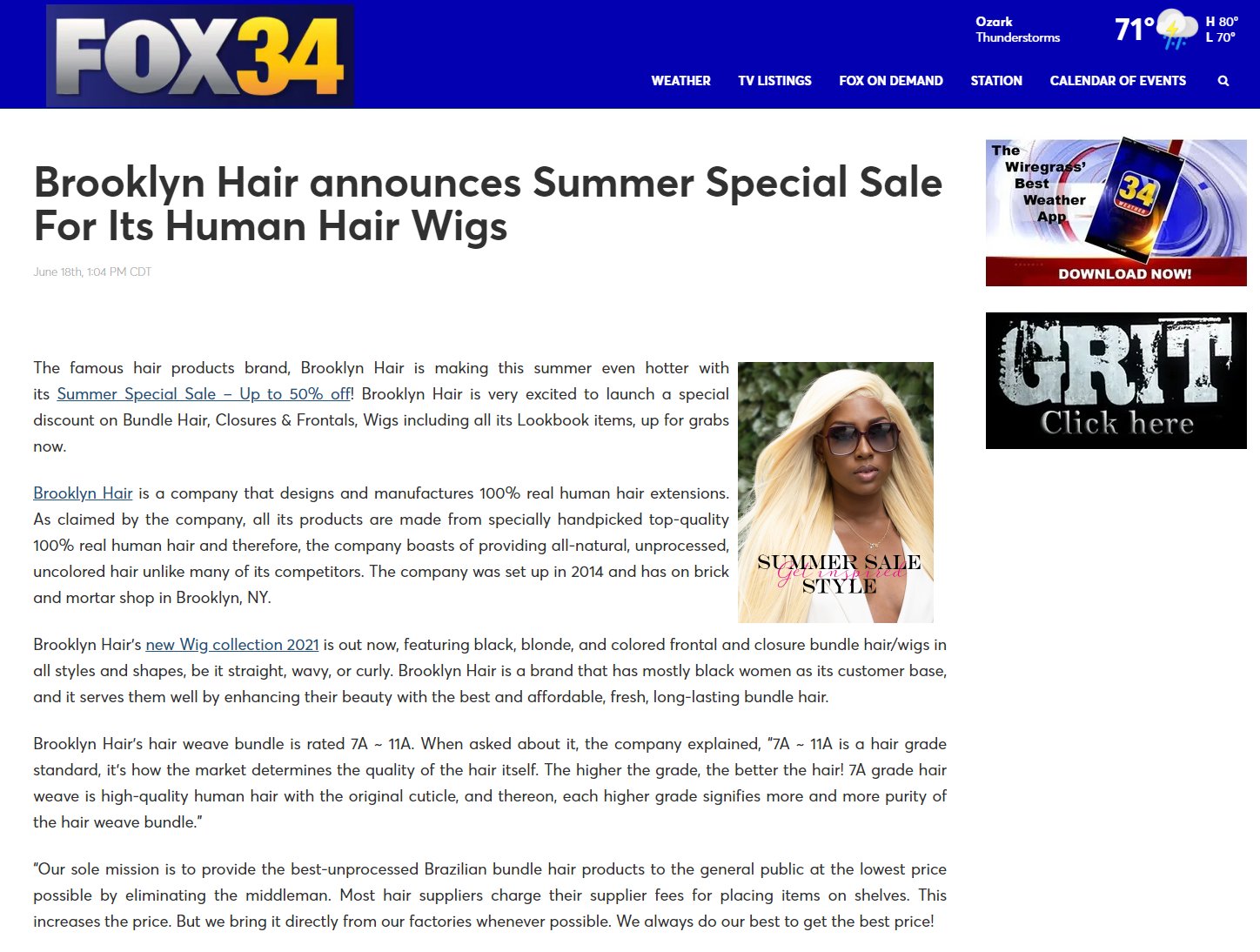 Brooklyn Hair announces Summer Special Sale For Its Human Hair Wigs