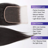 Brooklyn Hair Brooklyn Hair 7A Straight / 2 Bundles with 5x5 Lace Closure Look Natural Black