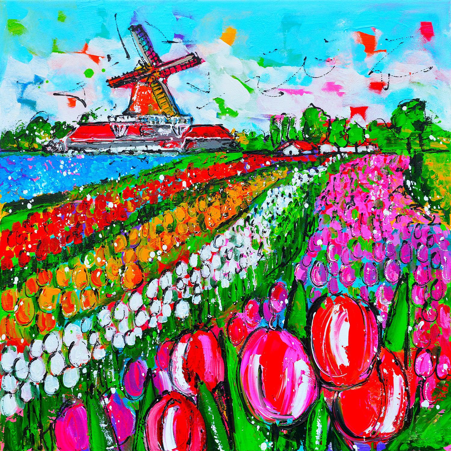 Vrolijk Schilderij - Tulpenveld - Happy Painting product image