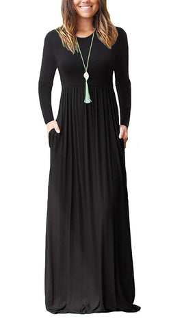 black plain dress long