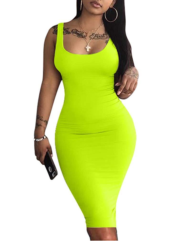 LAGSHIAN Women's Sexy Bodycon Tank Dress Sleeveless Basic Midi Club Dr –  bettycollectionsboutique