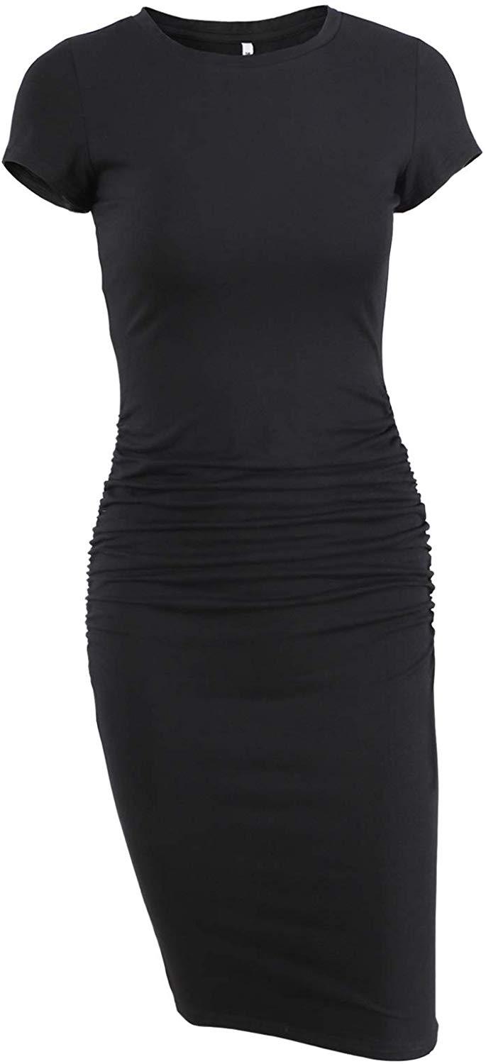 women's short sleeve black dress