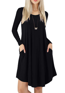 plain black dress long sleeve