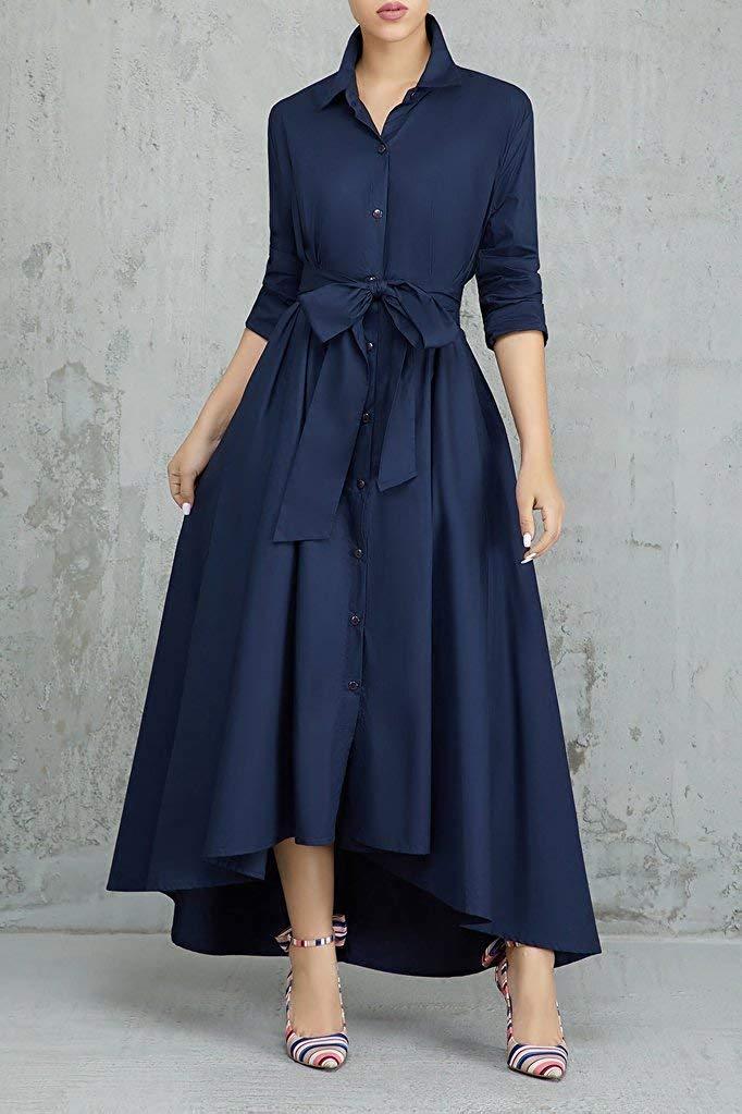 blue shirt dress with belt