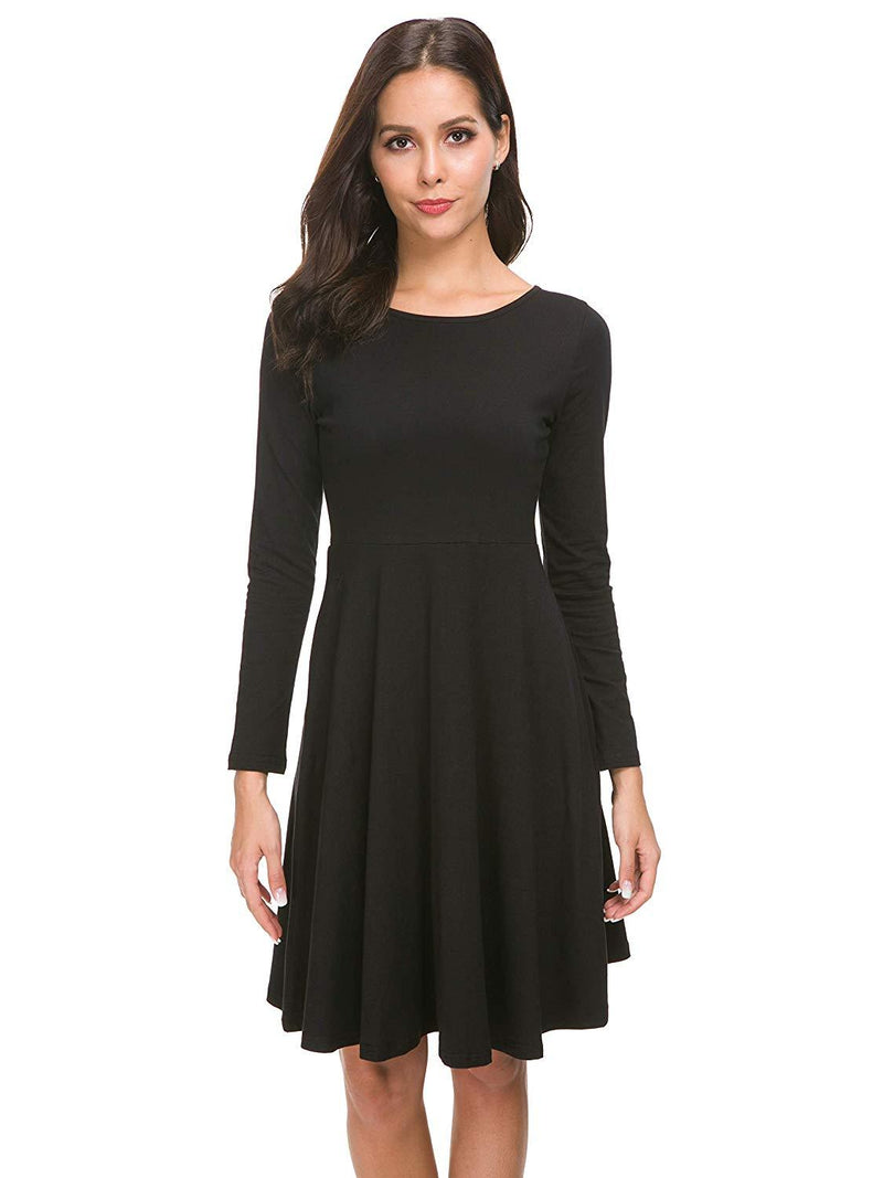 casual black dress long sleeve