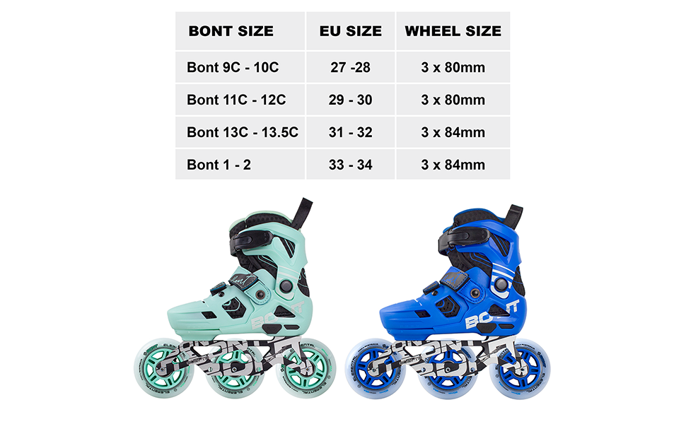 Bont scoot inline kids size chart