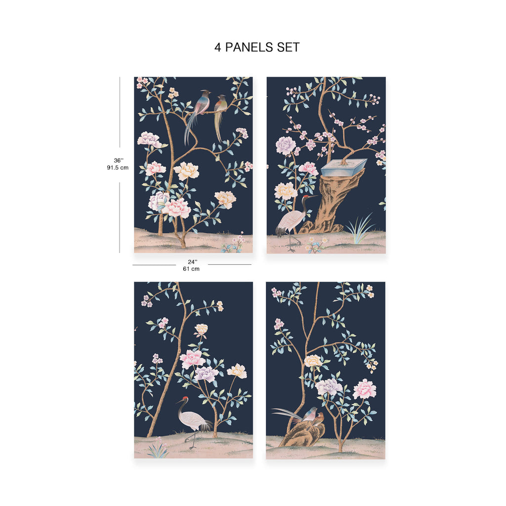 Chinoiserie Bird Art Panel Design - Silk Material | Nauzha