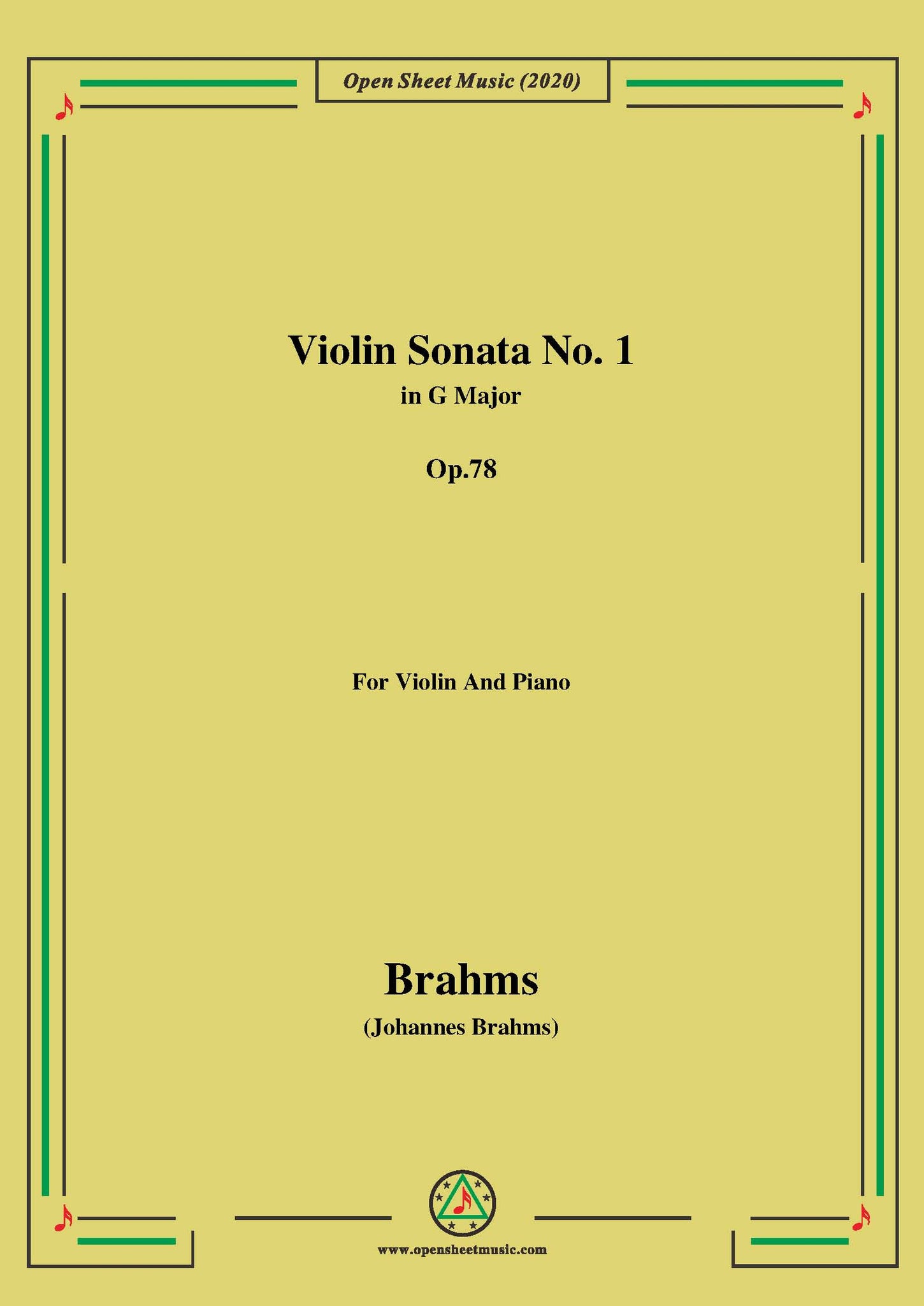 Brahms Violin Sonata Major,Op.78 – Open Sheet Music