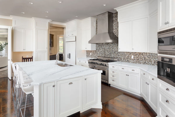 Stunning White Solid Stone Countertop with Natural Stone Texture and Grey  Accents – COVOSSI