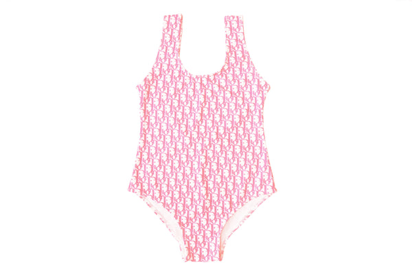 CHRISTIAN DIOR White and Pink Diorissimo Leotard One Piece Bathing