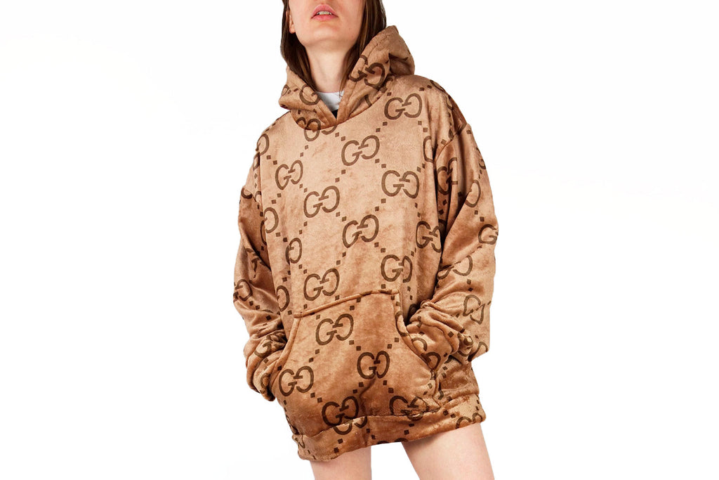 Cozy Brown faux fur Hoodie with Brown 