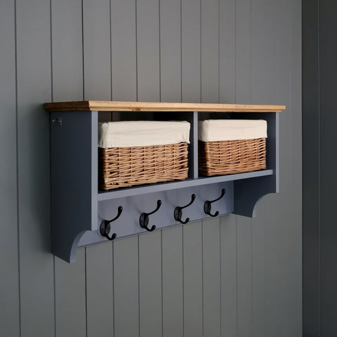 Hat Coat Rack With Shelf Including Storage Baskets Compartments