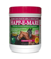 Happ-e-mare by Equine Med Surg is designed to address hormonal imbalances and mood swings in mares.
