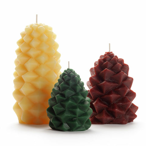 beeswax pinecone candles