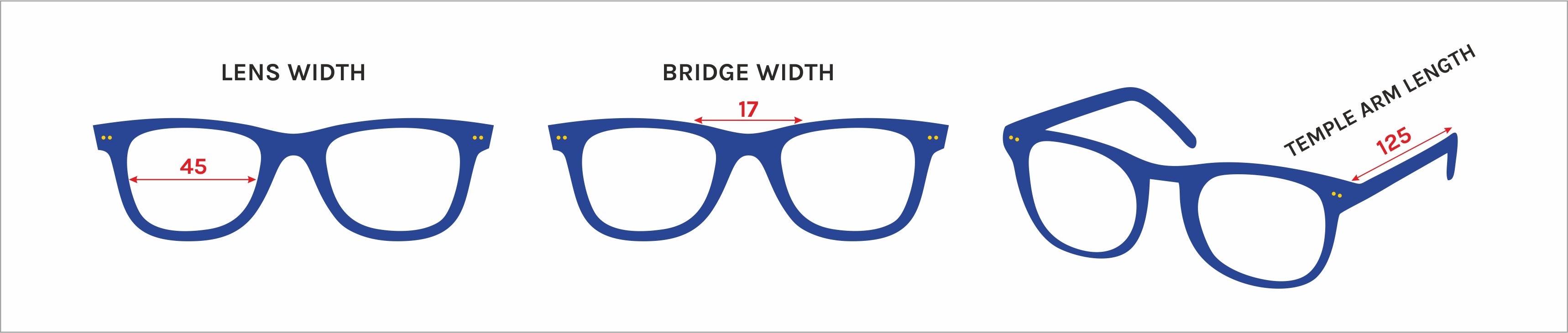 check your eyeglasses size dimensions