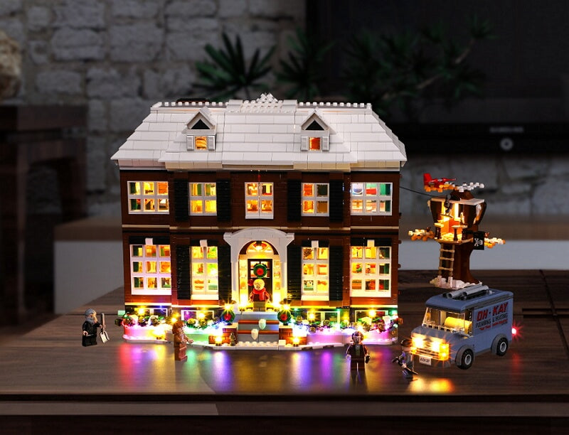 Lego-Haus allein mit Lichtern