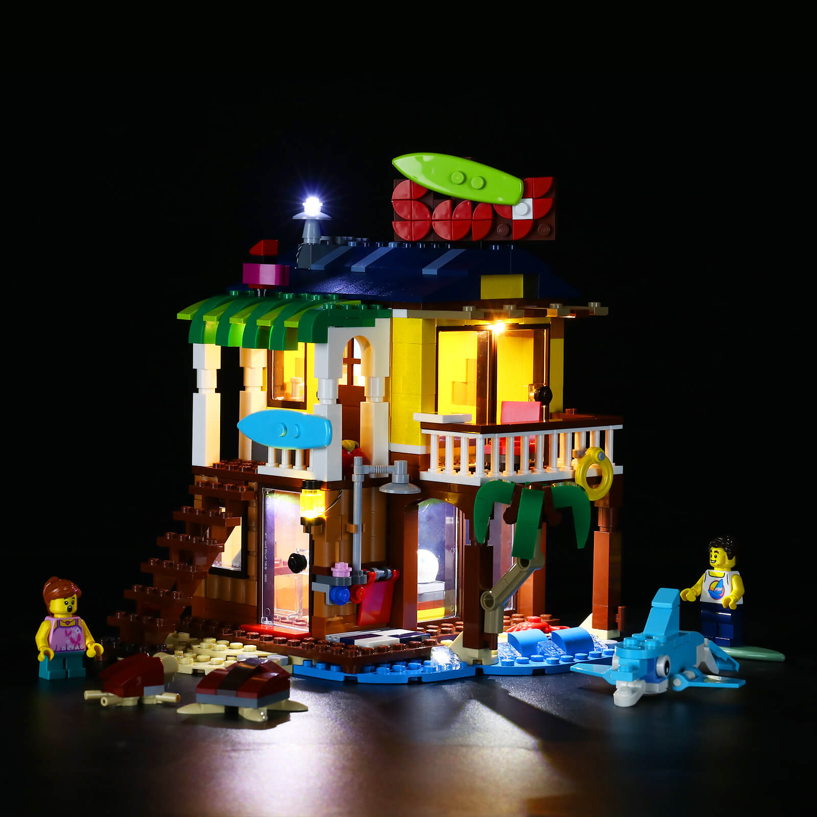 LEGO Creator 3-en-1 31118 La Maison sur la Plage du Surfeur, Jouet,  Figurines Animaux Marins pas cher 