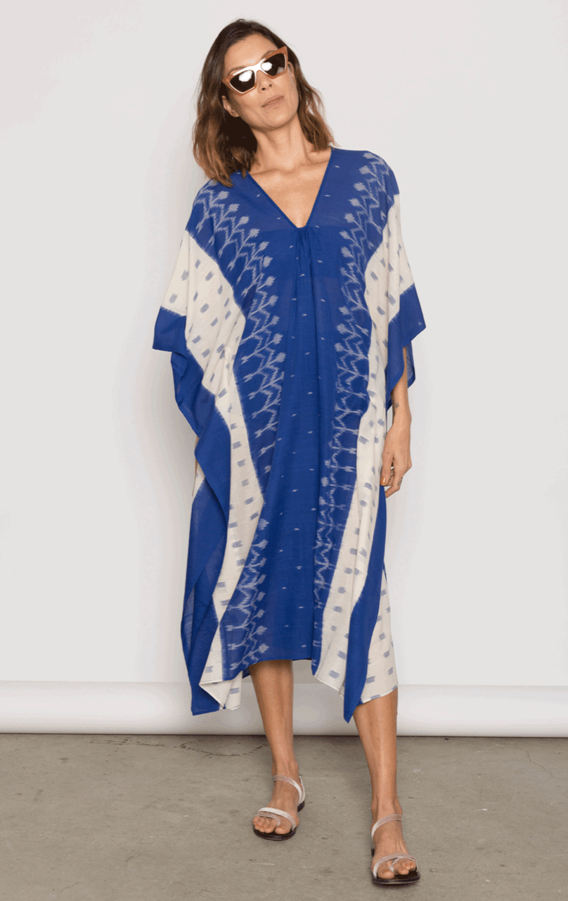 Ikat Caftan, Blue & Cream – SOTE | Spirit of the Earth