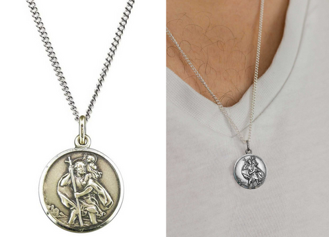 Oval St Christopher Necklace for Men & Women Silver Engraved Necklace Small  Man's Sterling Saint Christopher Medal Personalised Pendant - Etsy