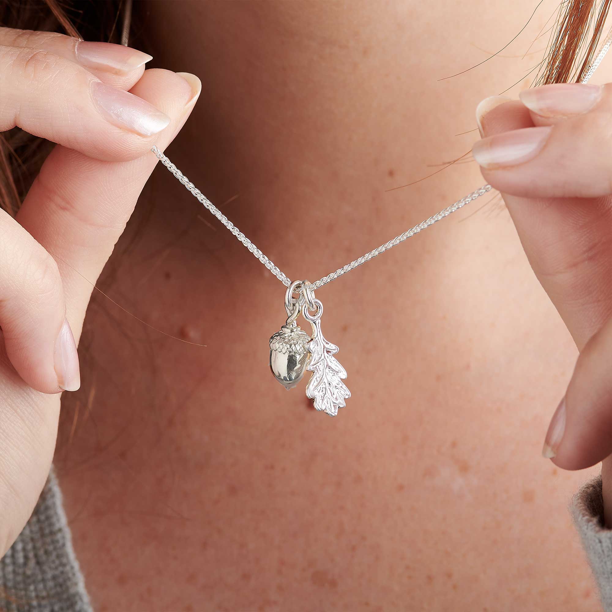 Acorn & Oak Leaf Silver Necklace
