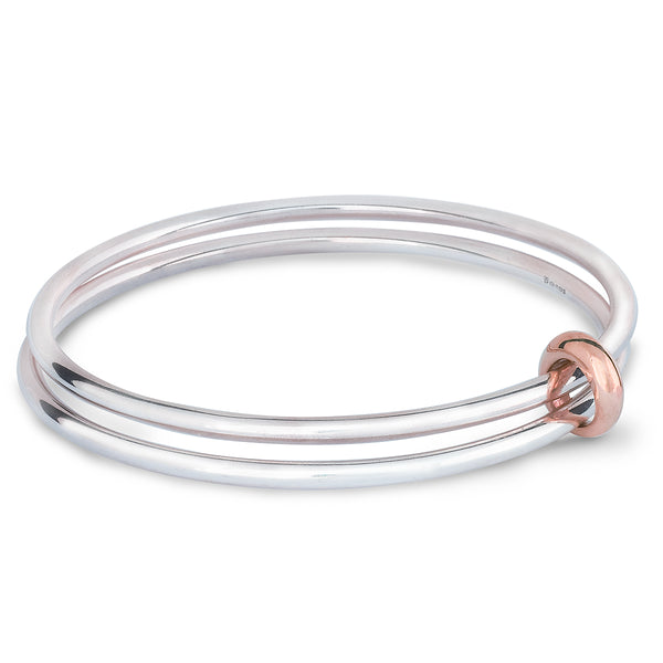 Eclipse Silver & Rose Gold Double Bangle - Scarlett Jewellery