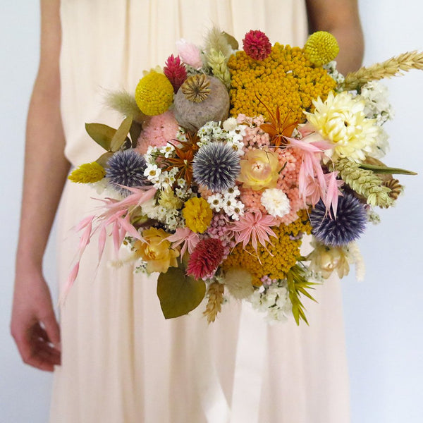 Bouquet De Mariée De Fleurs Séchées Pastel