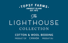 Topsy Farms' Lighthouse collection wool filled bedding logo