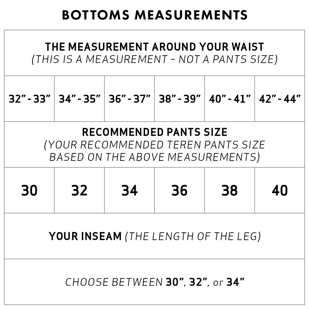 Chino Pant Size Guide | Tradlands