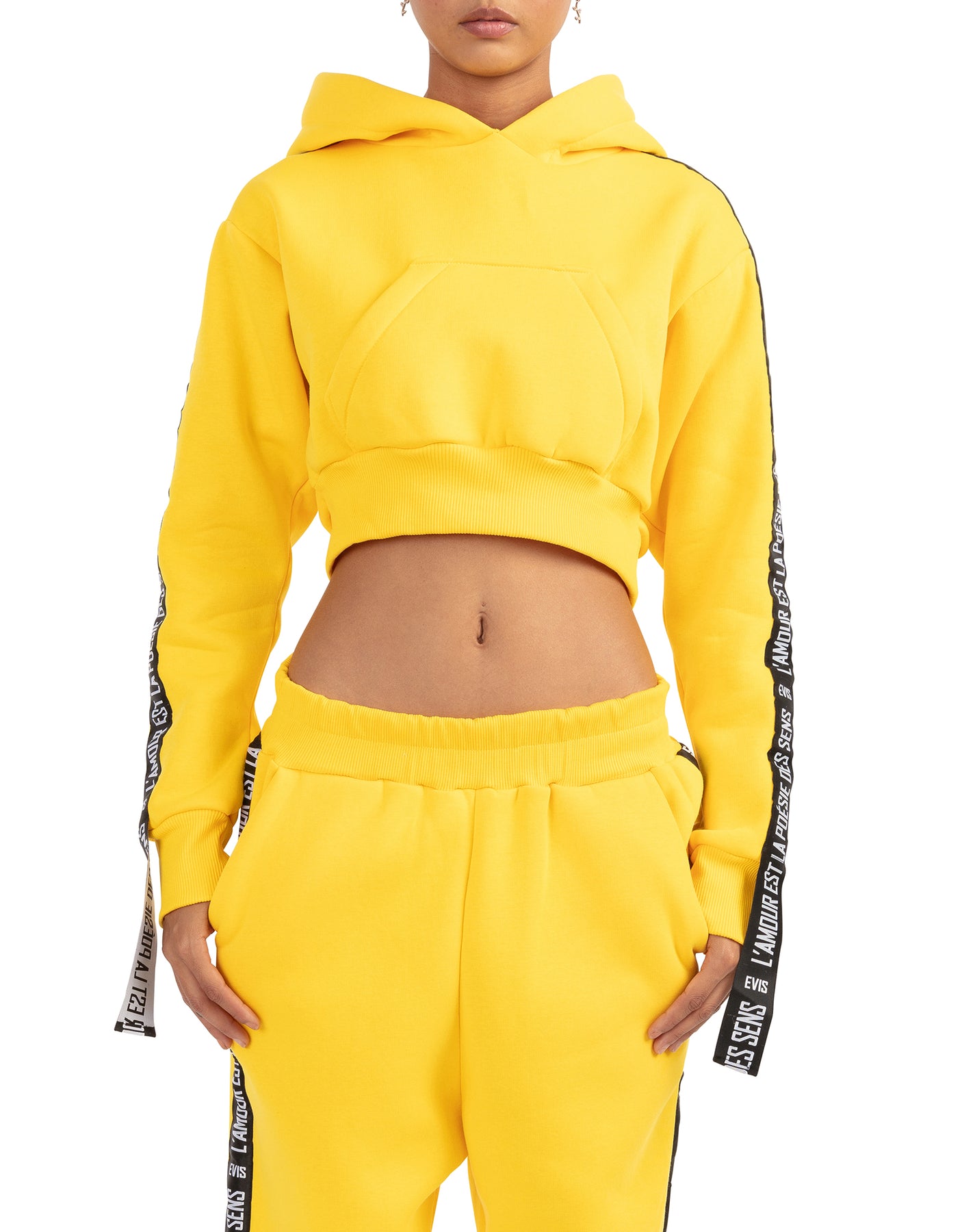 yellow cropped sweatshirt