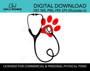 Download Paw Print Stethoscope Svg Veterinary Clip Art Digital Download Camille Woodward Art Design Llc