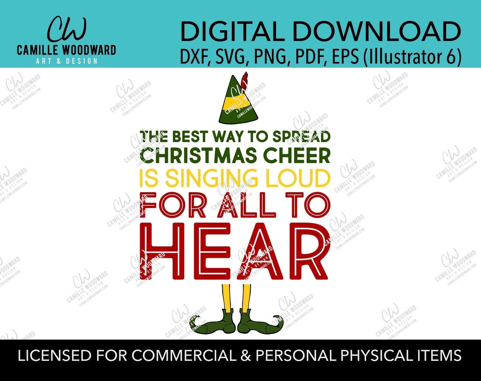 Download Christmas Buddy The Elf Christmas Cheer Quote Svg Digital Camille Woodward Art Design