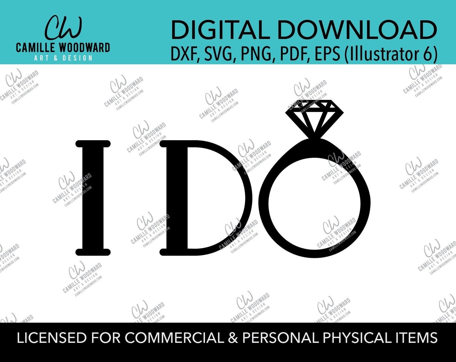Download I Do Diamond Ring Black And White Eps Png Svg Digital Download Tra Camille Woodward Art Design
