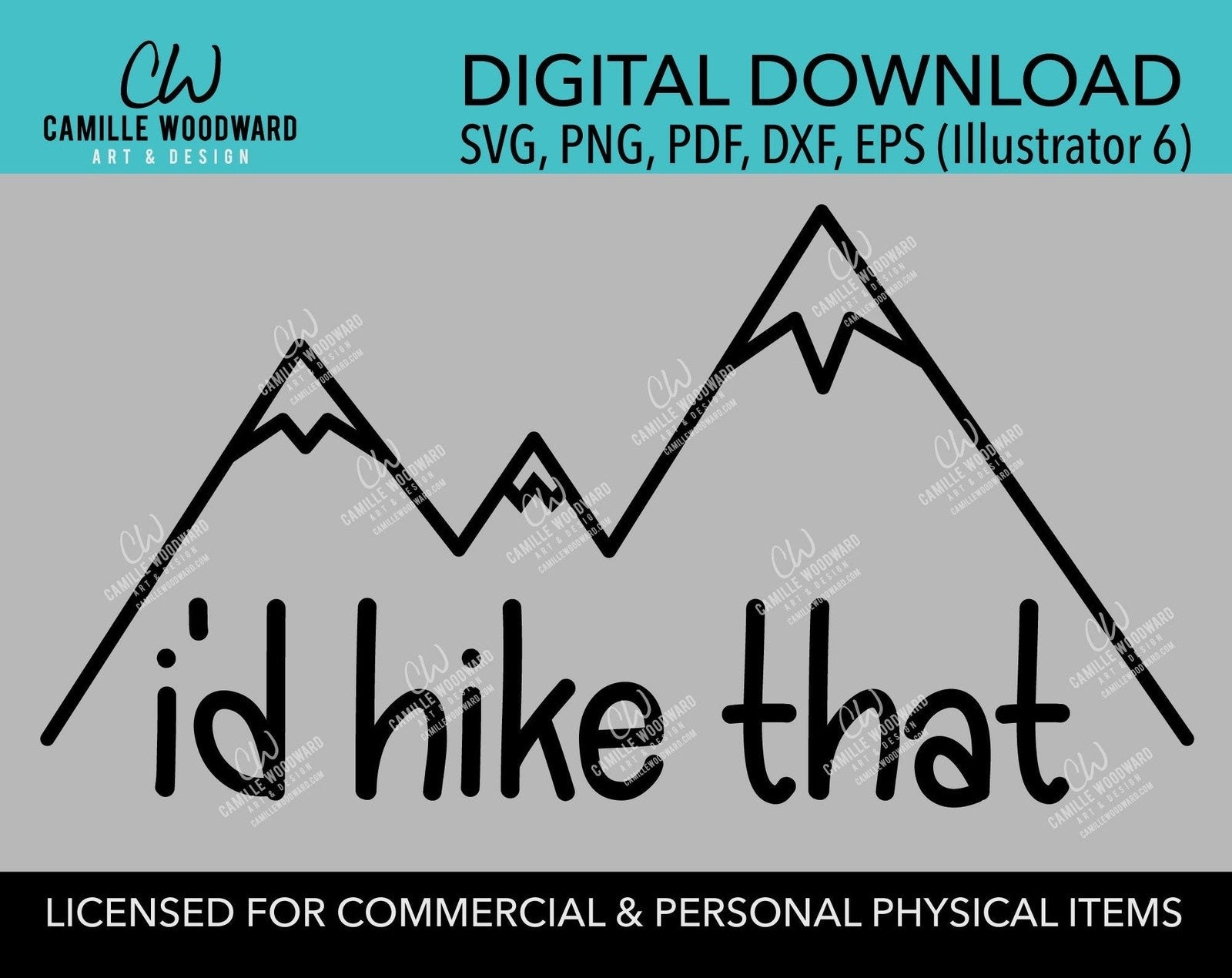 Mountains Icon With I D Hike That Svg Digital Download Camille Woodward Art Design Llc