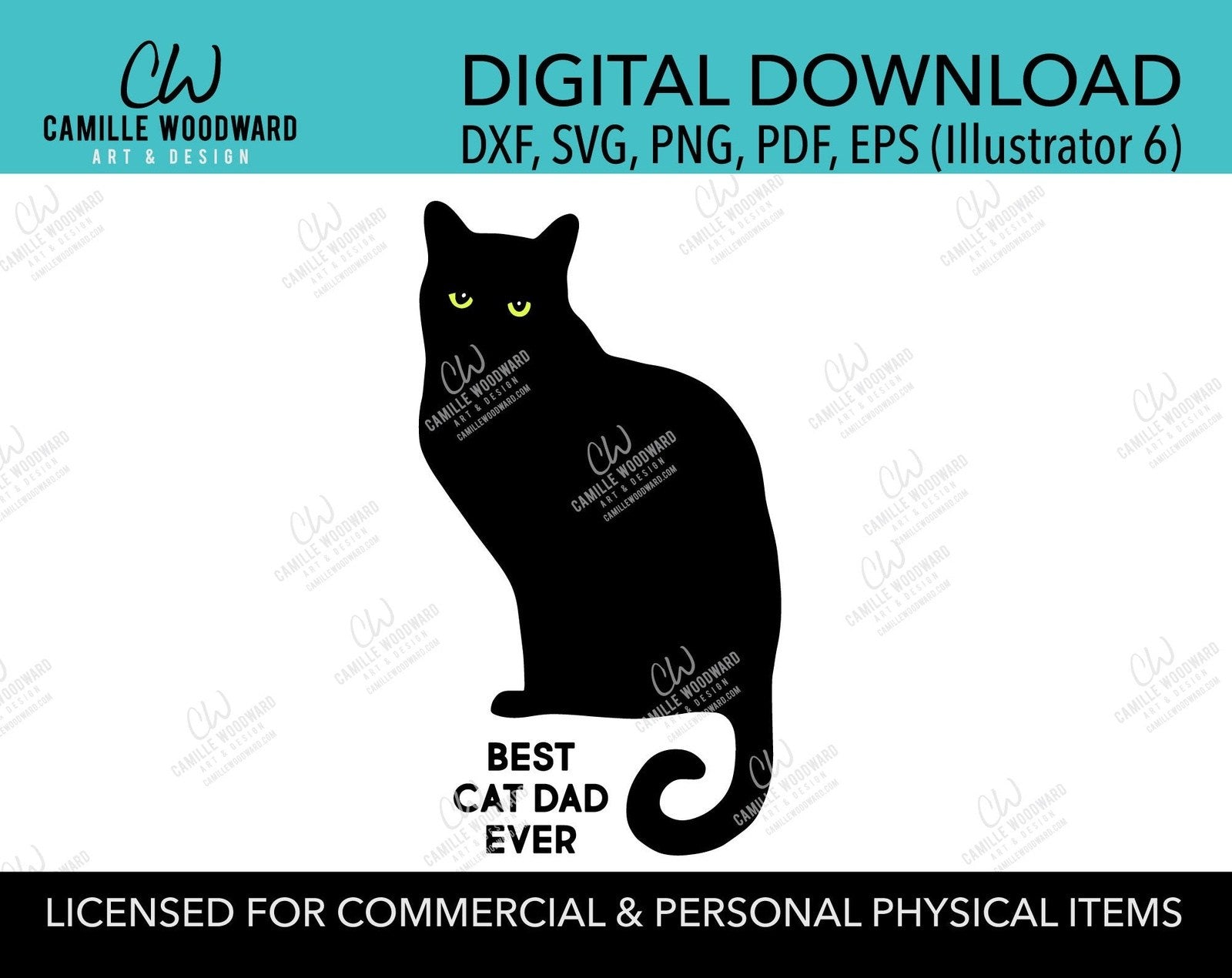 Download Best Cat Dad Ever Svg Digital Download Camille Woodward Art Design Yellowimages Mockups