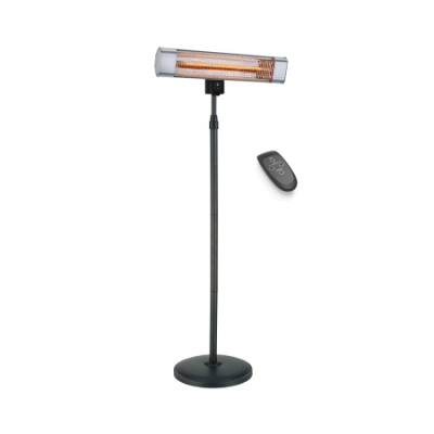 Image of a Devola Platinum 1.8kW Stand Mounted Patio Heater with Remote Control IP65 on a white background