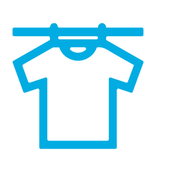 a blue icon of a laundry mode