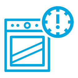 a blue icon of an oven