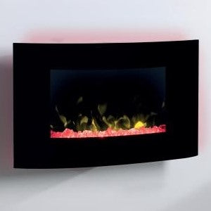 Stylish curved black electric fire