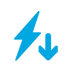 a blue icon of a lightning bolt with an arrow pointing down next to it