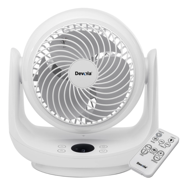 Image of a Devola Low Noise DC Air Circulator Desk Fan on a white background