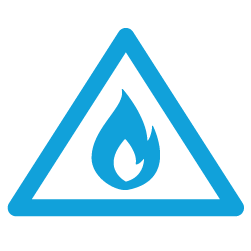 a blue icon of keeping away from flammables