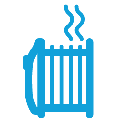 a blue icon of faulty heater