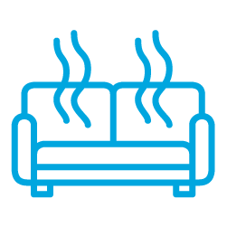 a blue icon of a sofa